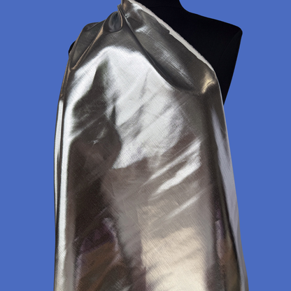 Shiny Silver Stretch Cotton Denim - Deadstock