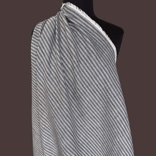 Salt and Pepper - Herringbone Stripe Linen - Deadstock