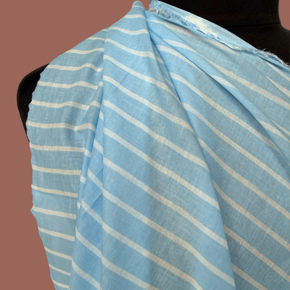 Pale Blue Pin Stripe - Screen Print Cotton
