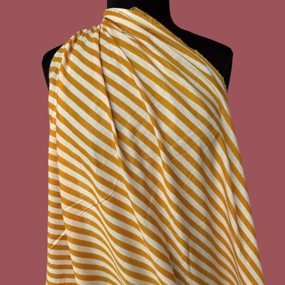 Small Stripe in Caramel - Screen Print Cotton