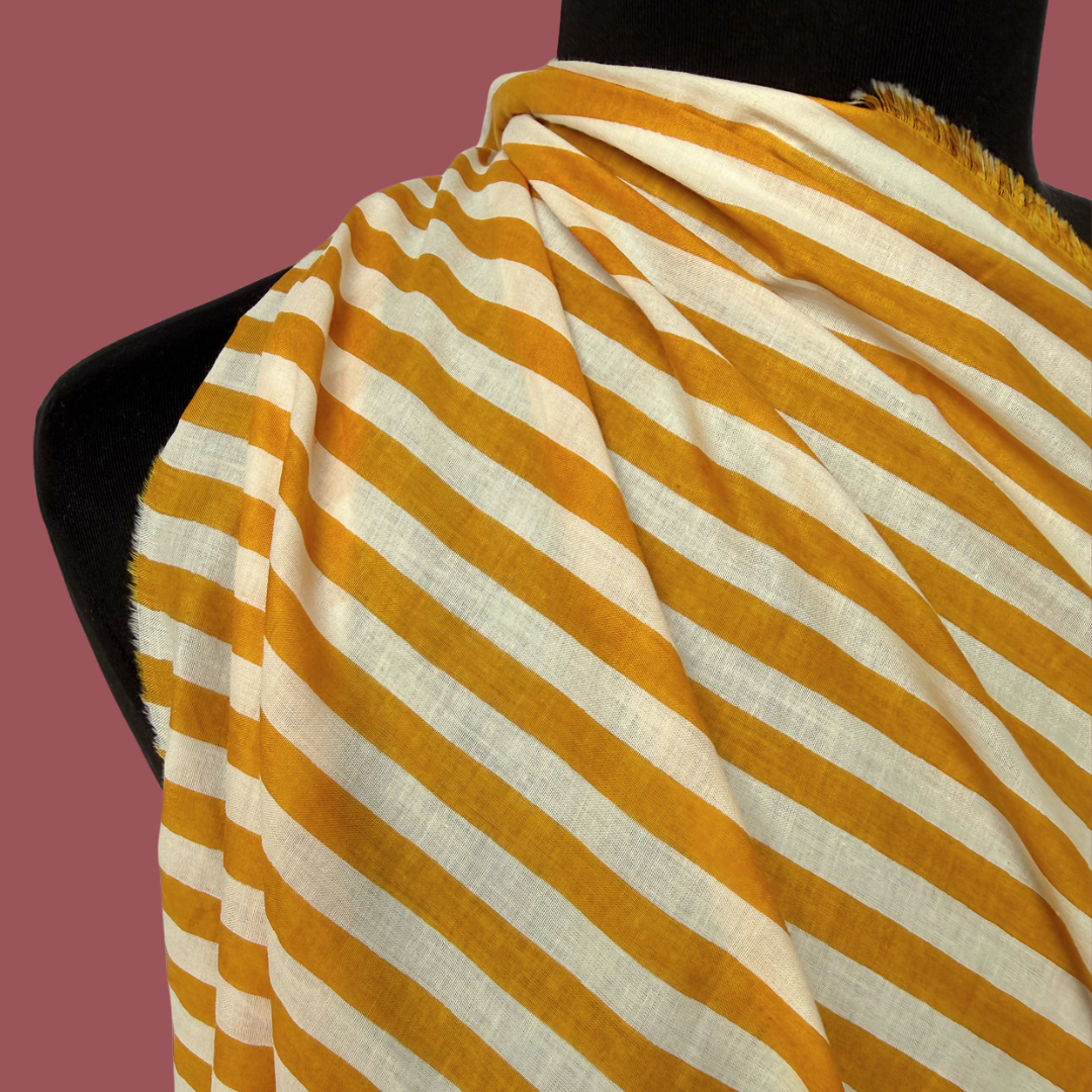 Small Stripe in Caramel - Screen Print Cotton