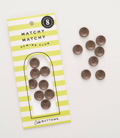 Cocoa Mini Retro Buttons: Set of 8