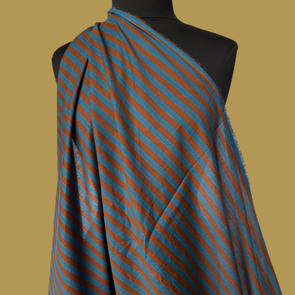Small Stripe in Blue / Brown - Screen Print Cotton