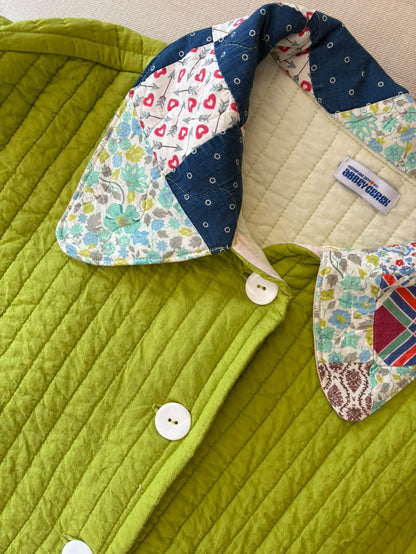 Remnants - Warm Winter Collection - Quilted Block Print in Lime Jelly