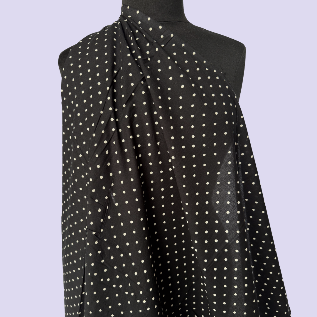 Classic Polka Dot in Black - Screen Print Cotton