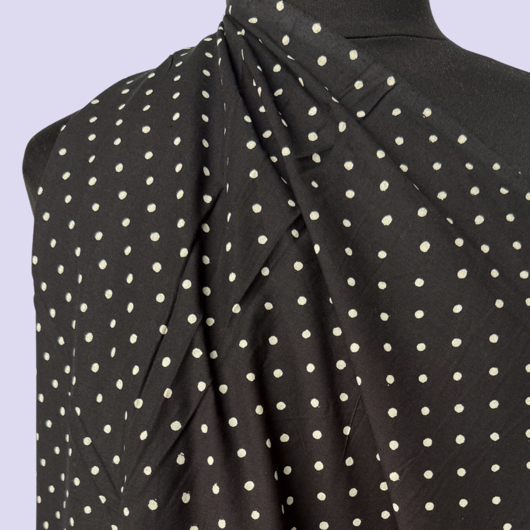 Classic Polka Dot in Black - Screen Print Cotton