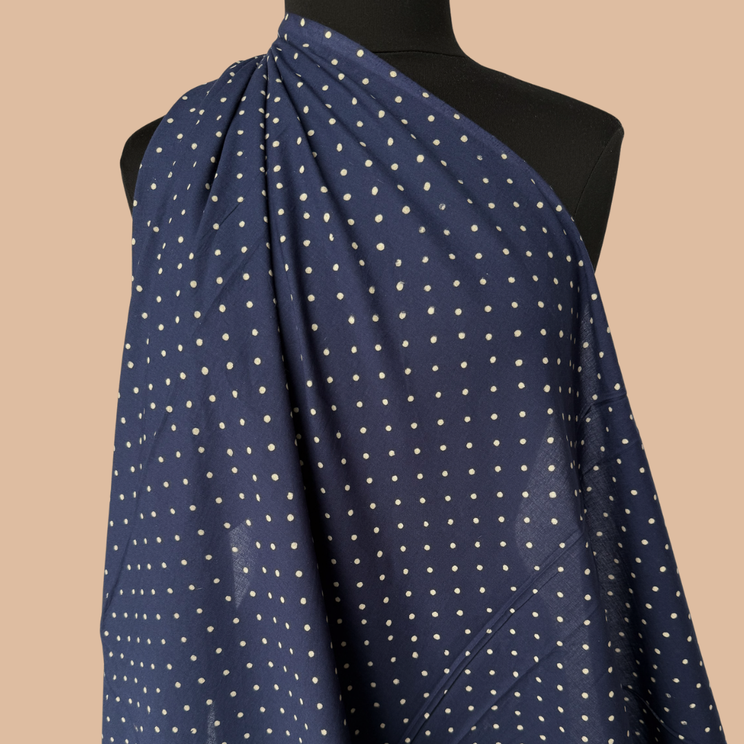Classic Polka Dot in Navy - Screen Print Cotton