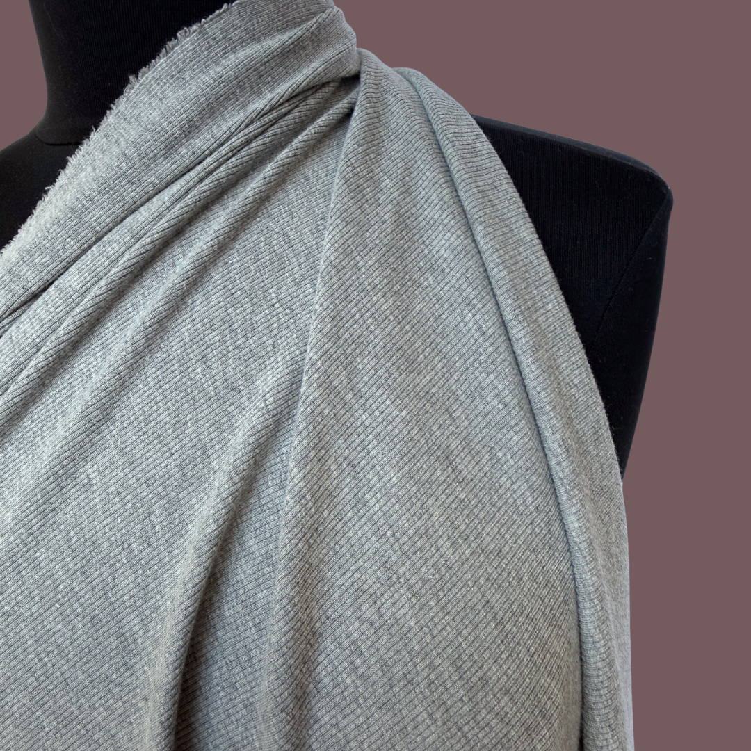 Grey Midweight Cotton Rib - Deadstock