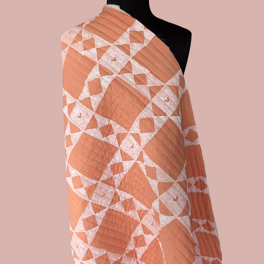 Warm Winter Collection - Quilted Block Print in Tomato Cream