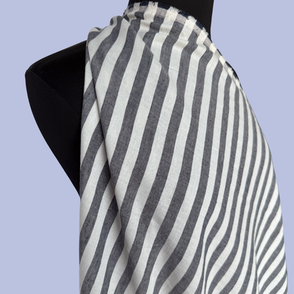 Striped Cotton Shirting in Grey - Deadstock