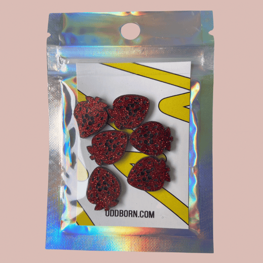 Red Strawberry Button Set - 0.75"