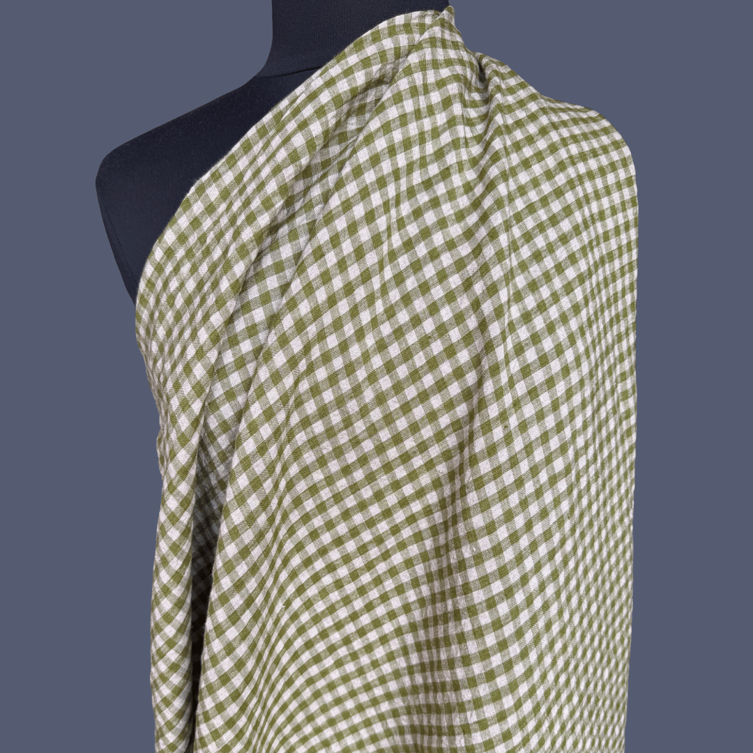 Countryside Gingham Linen - Olive Oil