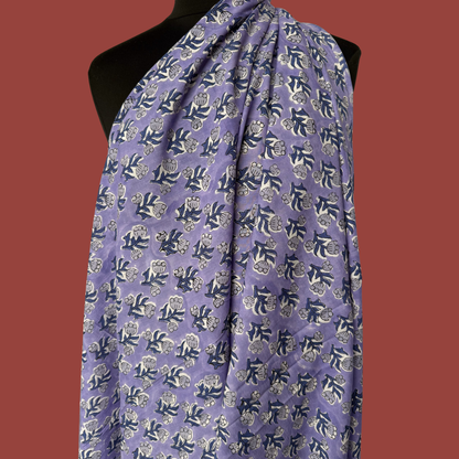 Perwinkle Poppy - Cotton Block Print