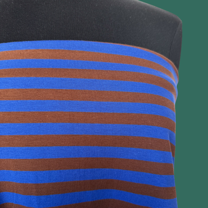 Cabin Stripe Jersey - Cobalt/Coffee