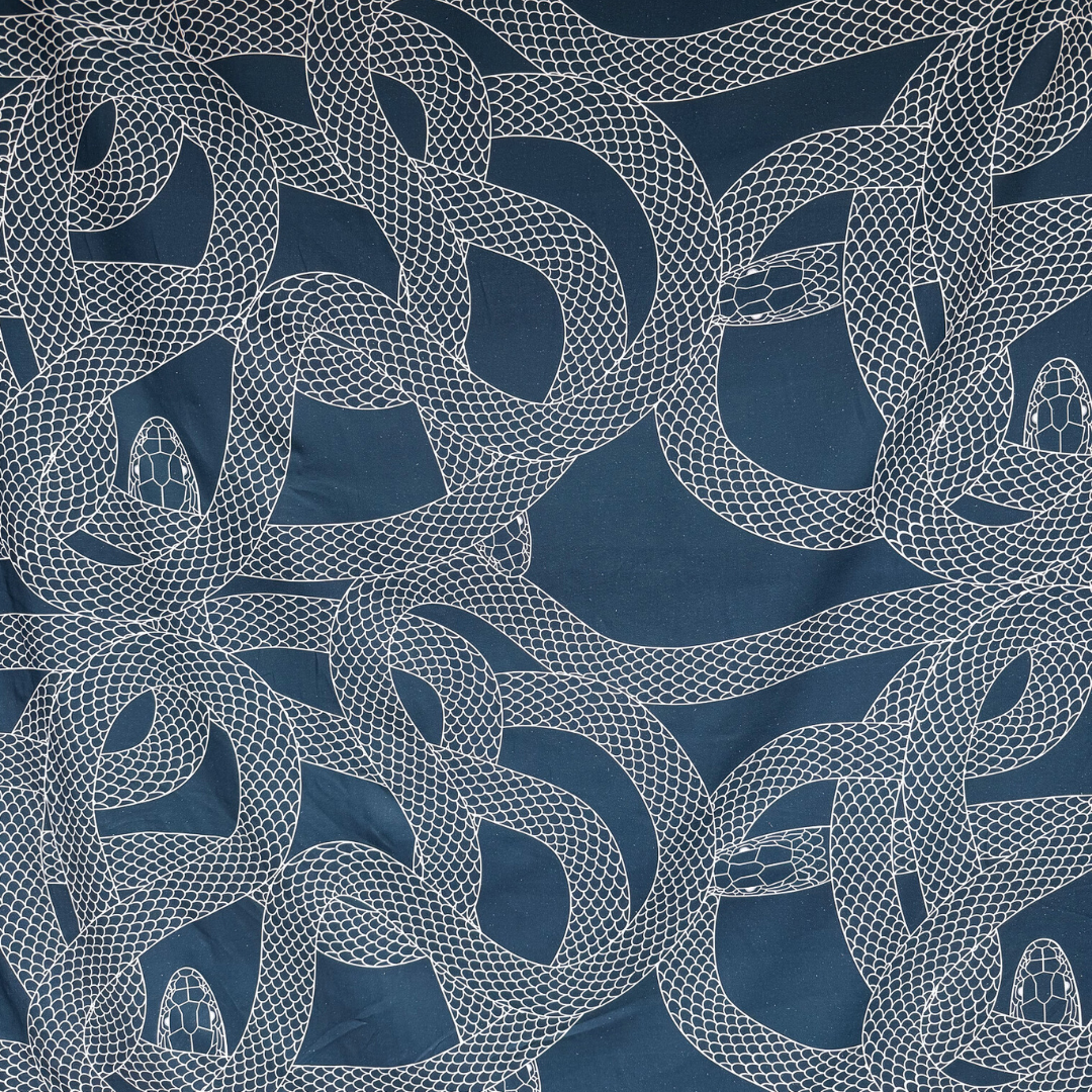 Low Stock - Snake in Moody Blue - Exclusive Print - Linen Cotton Blend
