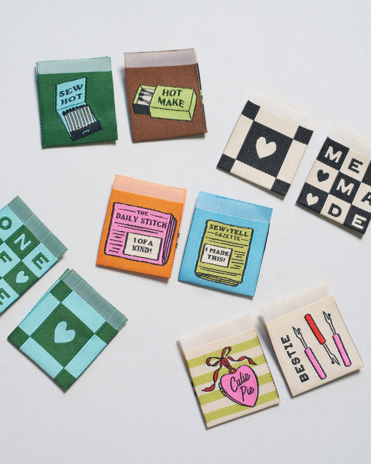 Matches Square Garment Labels: Multi Set of 6