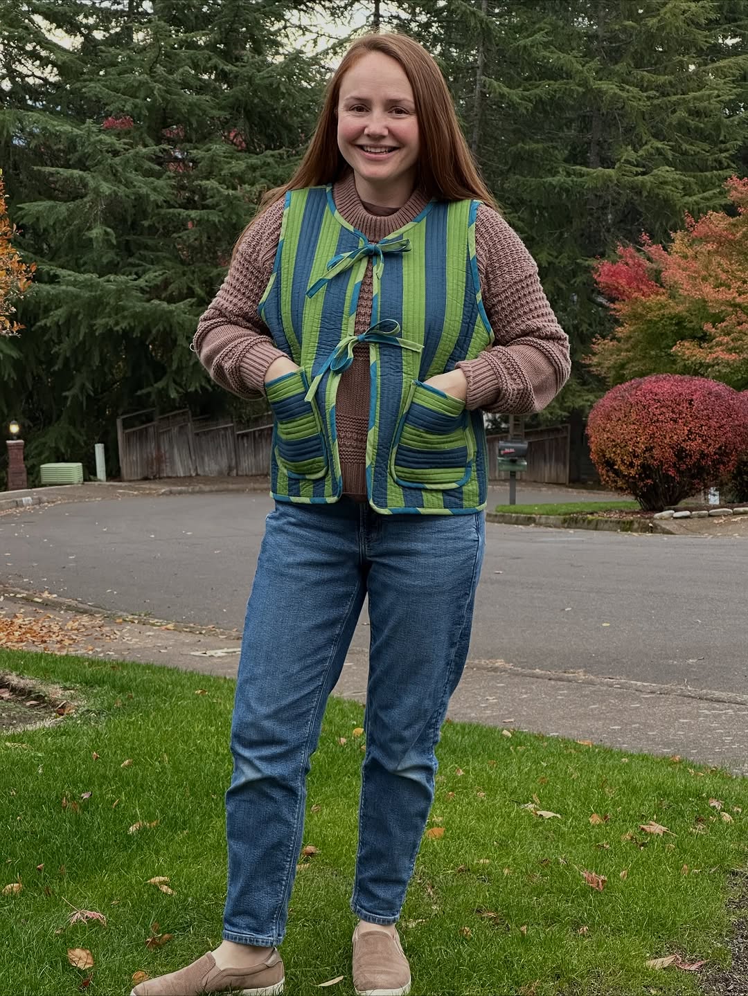 Warm Winter in Spearmint Stripe - Sold in pre-cuts*