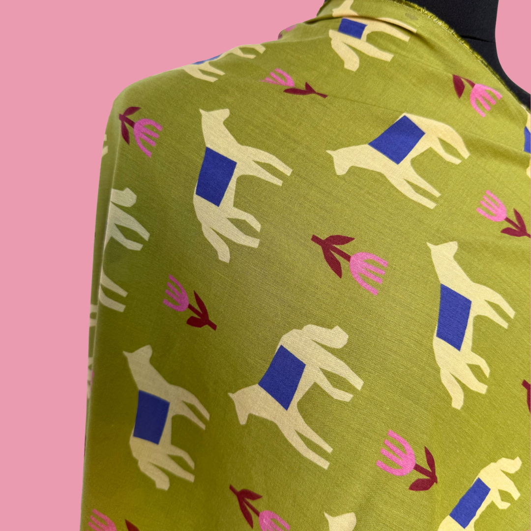 Year of the Horse in Chartreuse by En Marte - Organic Cotton