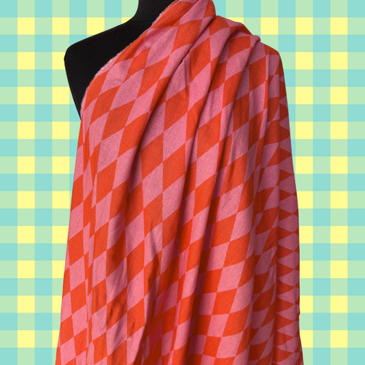 Harlequin in Pink Lemonade by Kristy Kay - Linen Rayon