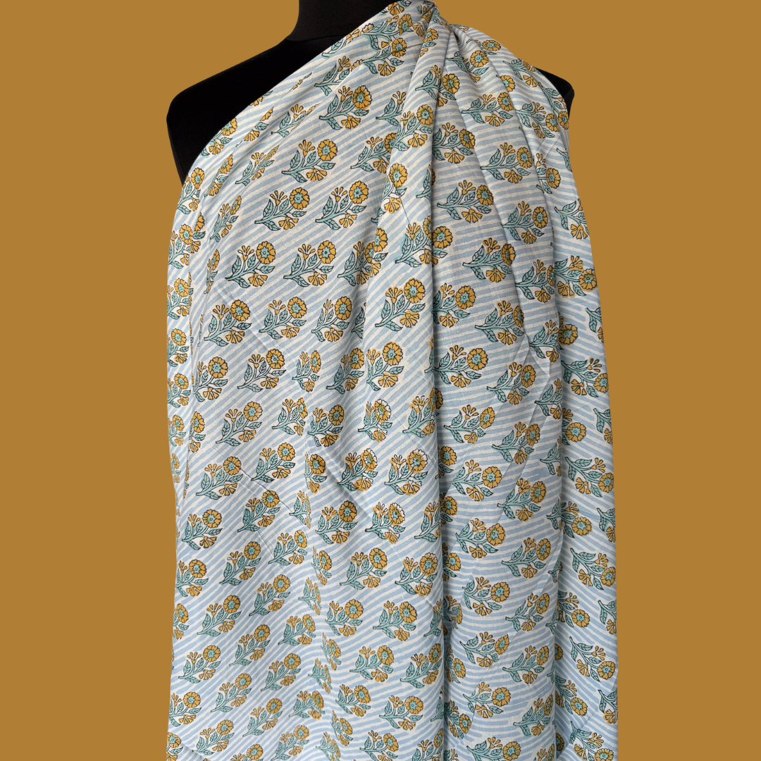 Sunflower Stripe - Cotton Block Print