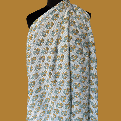 Sunflower Stripe - Cotton Block Print