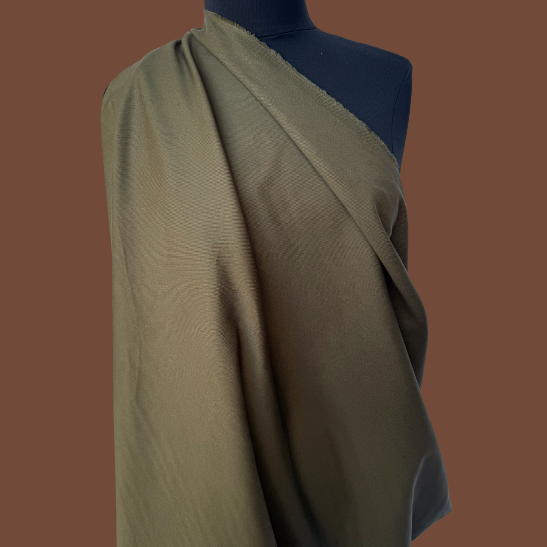Warm Olive Cotton Twill - Deadstock