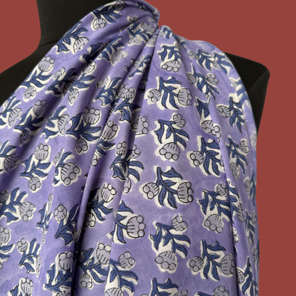 Perwinkle Poppy - Cotton Block Print