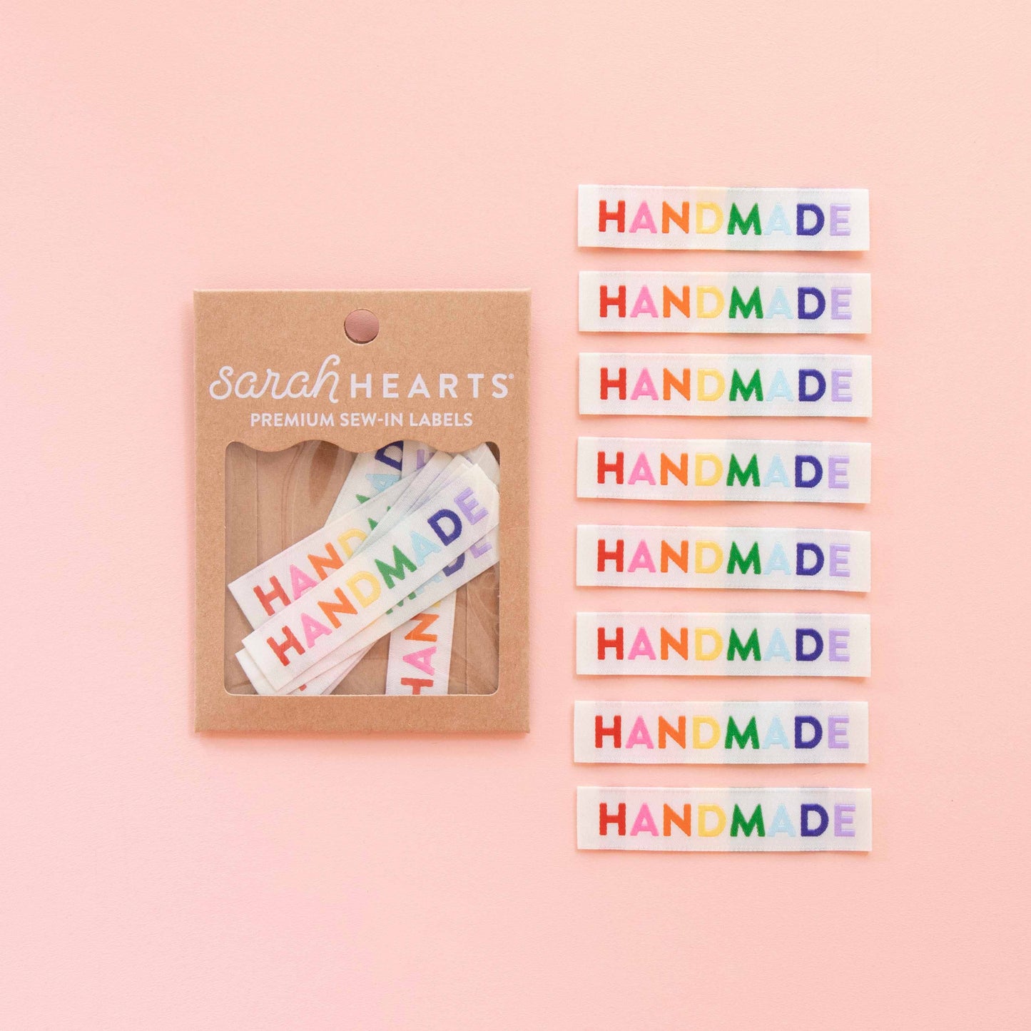 'Handmade' Woven Sewing Labels - Rainbow Colors