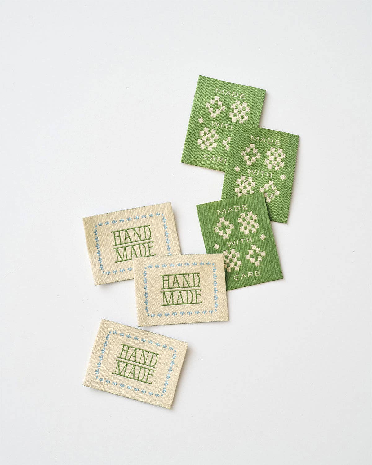 Made with Care Sketchy Quilt Green Woven Garment Labels: Multi Set of 6