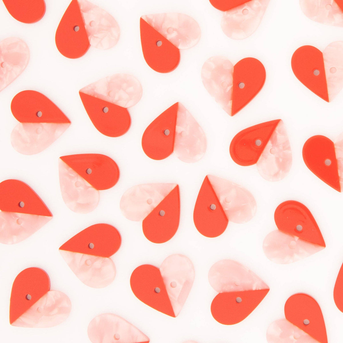 Red + Pink Two Toned Heart Buttons - 1" (25mm)