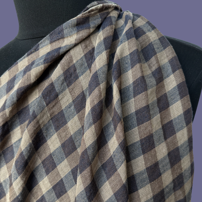 Two Toned Gingham Linen - Earl Grey