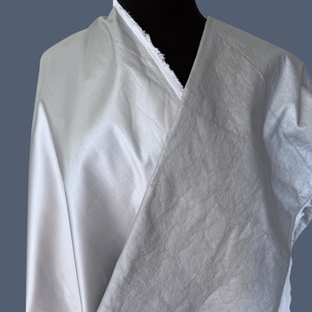 Metallic Silver Cotton Denim - Deadstock