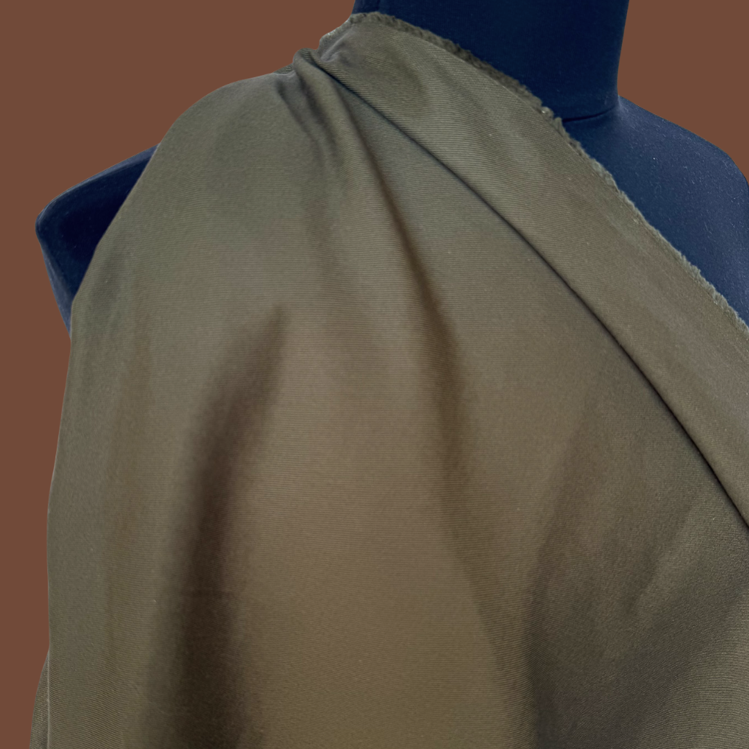 Warm Olive Cotton Twill - Deadstock
