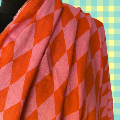 Harlequin in Pink Lemonade by Kristy Kay - Linen Rayon