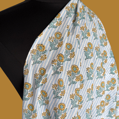 Sunflower Stripe - Cotton Block Print