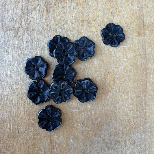 Lotus Corozo Shirting Buttons in Black - 0.6" (sold by the button)