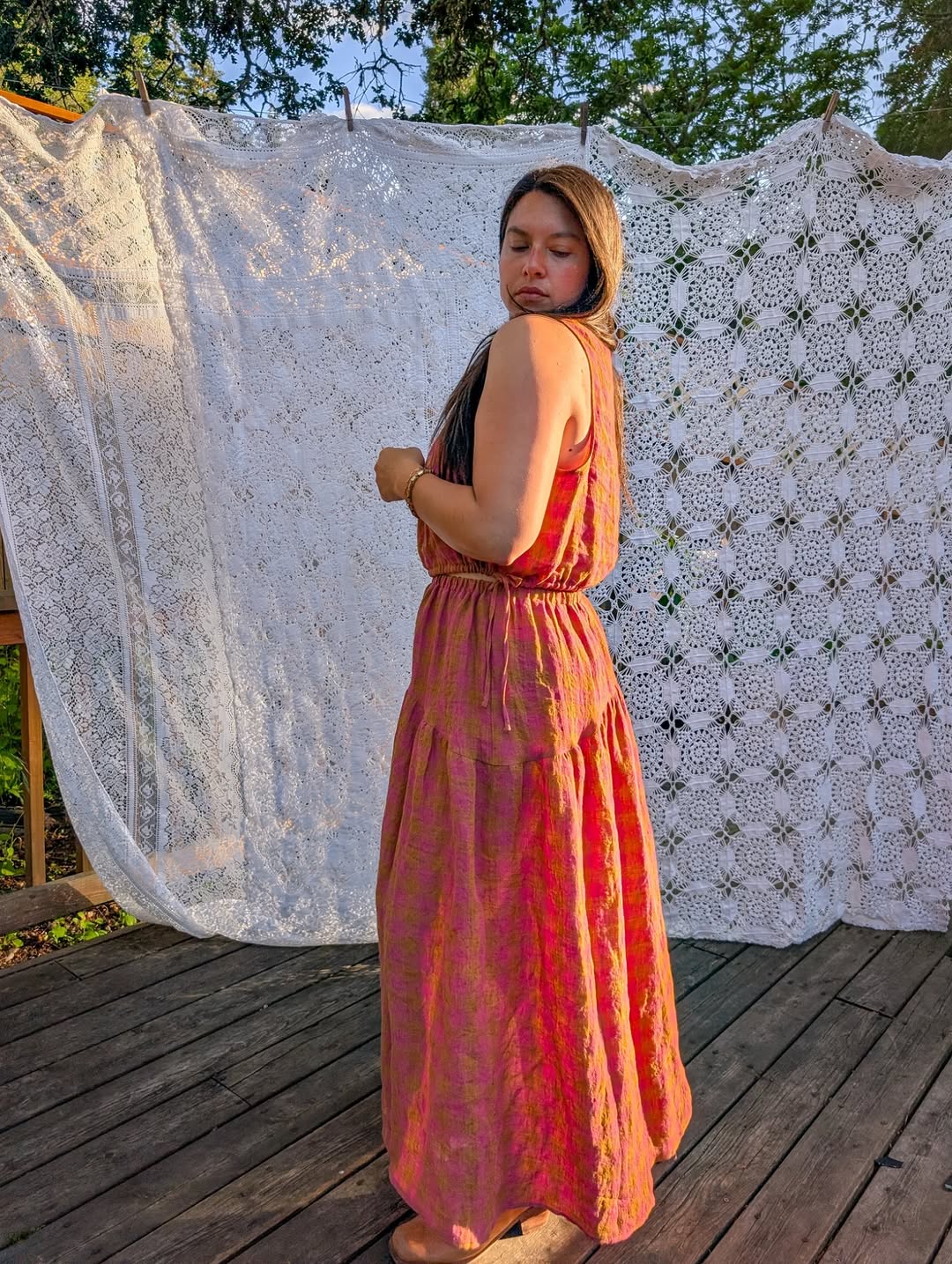 Luminous Linen - Gingham - Rhubarb