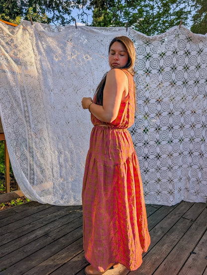 Luminous Linen - Gingham - Rhubarb
