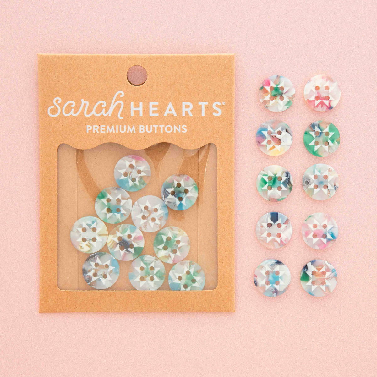Small 5/8" Confetti Quilt Star Buttons