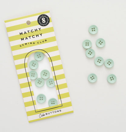 Sage Mini Retro Buttons: Set of 8
