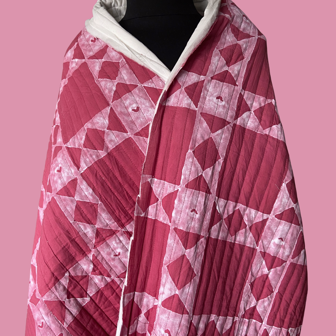 Warm Winter Collection - Quilted Block Print in Cherry Pie