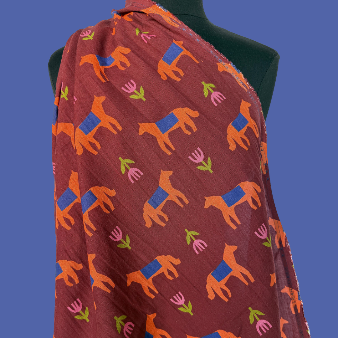 Year of the Horse in Brick by En Marte - Linen Cotton