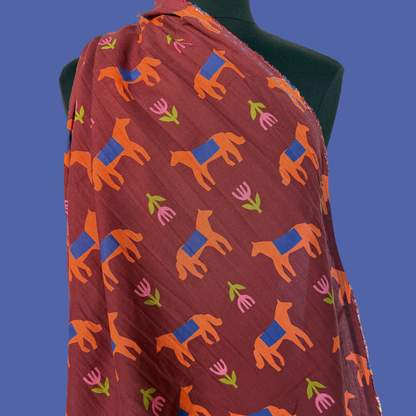 Year of the Horse in Brick by En Marte - Linen Cotton