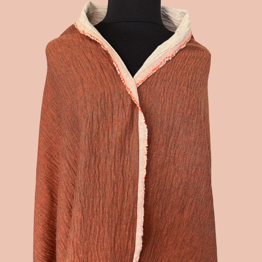 Sashiko-Textured Linen Cotton in Burnt Orange