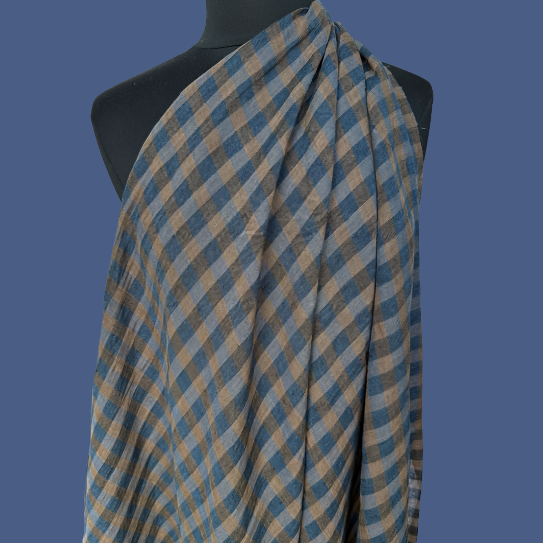 Two Toned Gingham Linen - Blackberry Jam