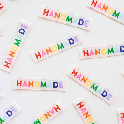'Handmade' Woven Sewing Labels - Rainbow Colors