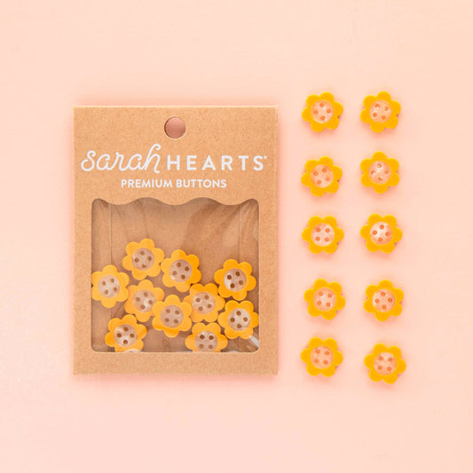 Yellow Daisy Shirting Size 0.6" Buttons