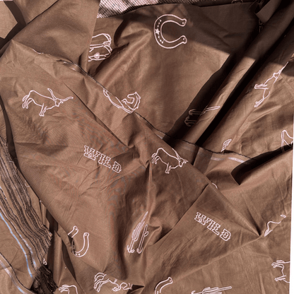 Wild West in Cocoa - Custom Embroidery on Linen Cotton