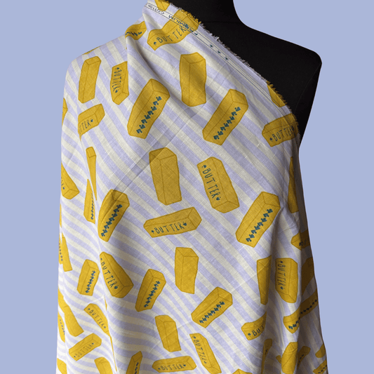 Butter in Blue / Buttercream - Exclusive Screen Print on Linen Cotton