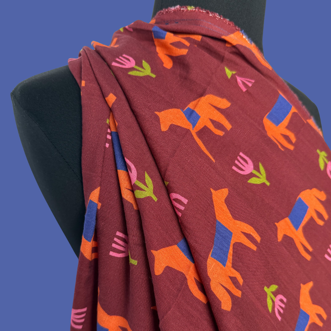 Year of the Horse in Brick by En Marte - Linen Cotton